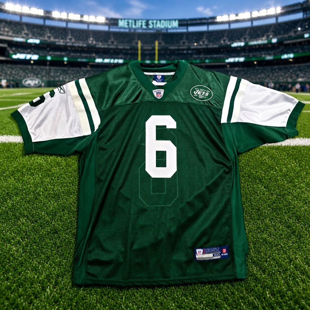New York Jets Reebok #6 Mark Sanchez On Field Jersey NFL Size 50 Sewn Stitch